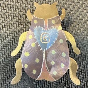 Vintage scarab style colorful metal broach